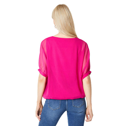 Pink - Back - Principles Womens-Ladies Bubble Hem Top