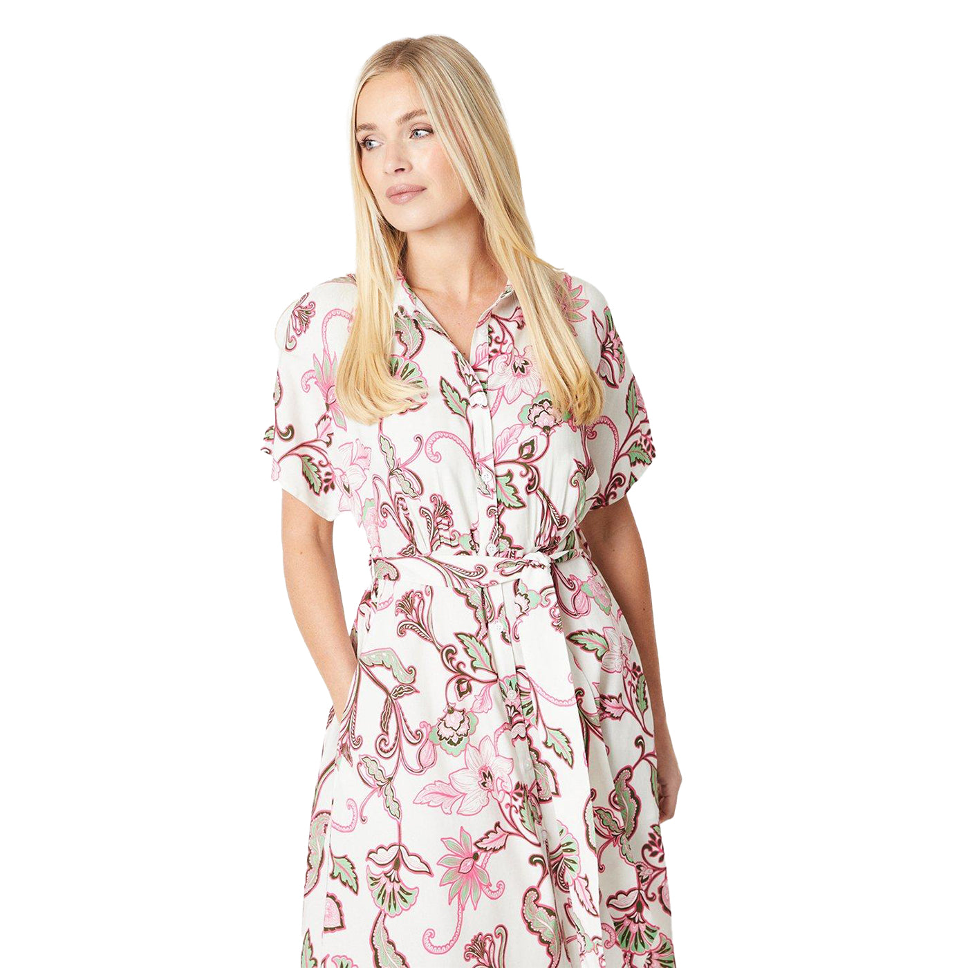 Ivory - Lifestyle - Principles Womens-Ladies Paisley Belt Petite Shirt Dress
