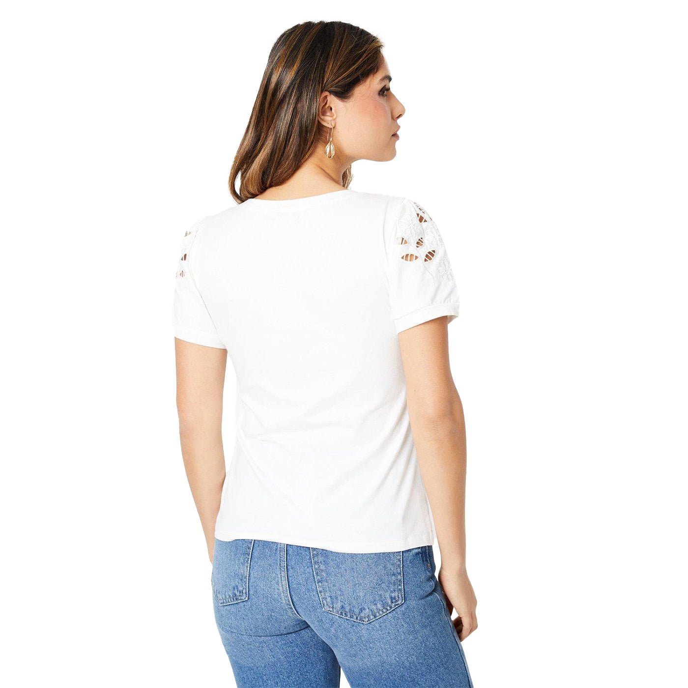 Ivory - Back - Principles Womens-Ladies Cut Out T-Shirt