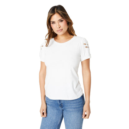 Ivory - Front - Principles Womens-Ladies Cut Out T-Shirt