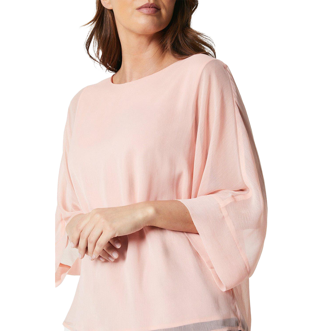Peach - Side - Principles Womens-Ladies Chiffon Batwing Sleeve Top