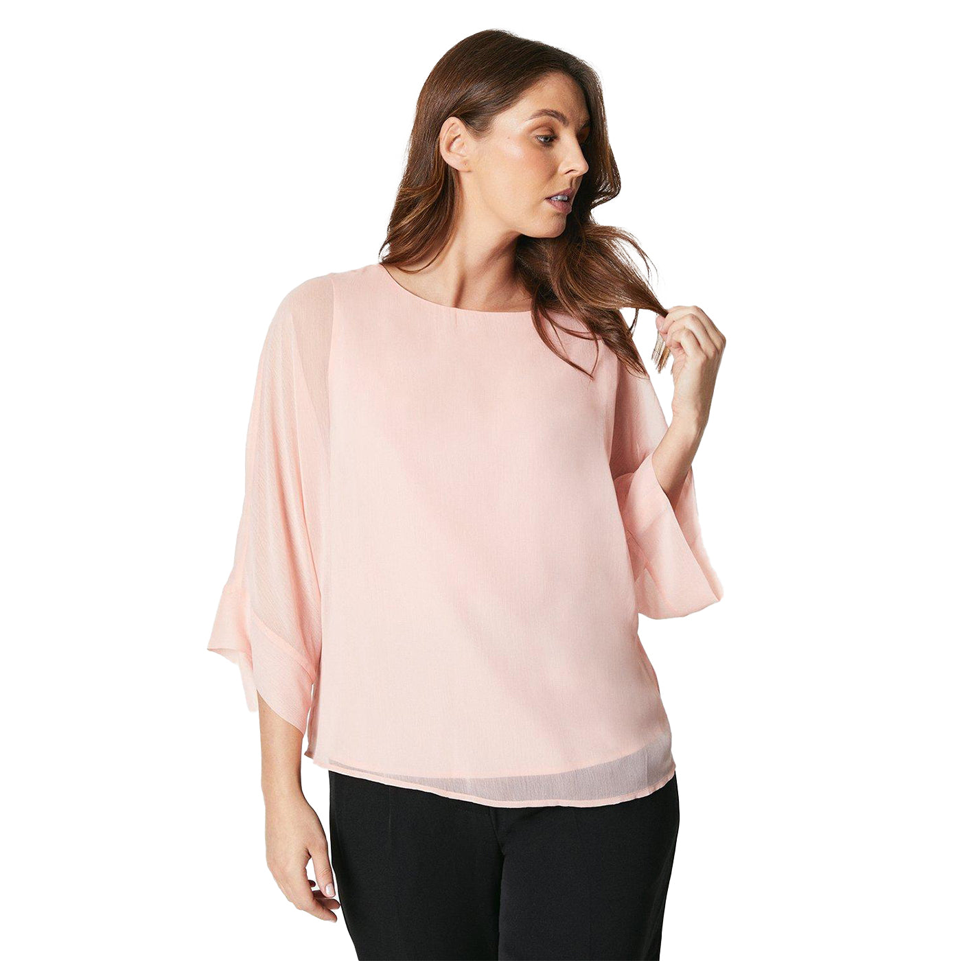 Peach - Front - Principles Womens-Ladies Chiffon Batwing Sleeve Top