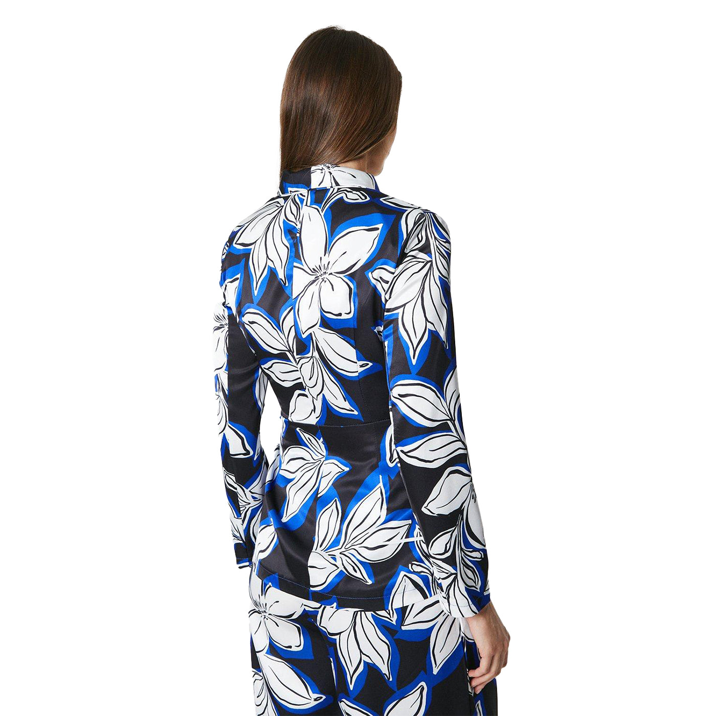 Blue-Black-White - Back - Principles Womens-Ladies Floral Satin Wrap Top