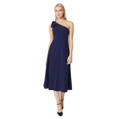 Navy - Front - Principles Womens-Ladies Occasion One Shoulder Midi Dress