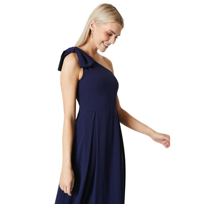Navy - Side - Principles Womens-Ladies Occasion One Shoulder Midi Dress