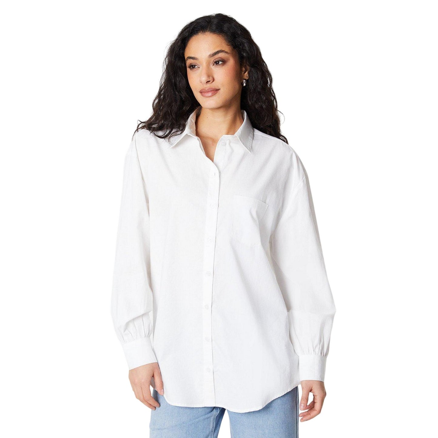 White - Front - Principles Womens-Ladies Poplin Shirt