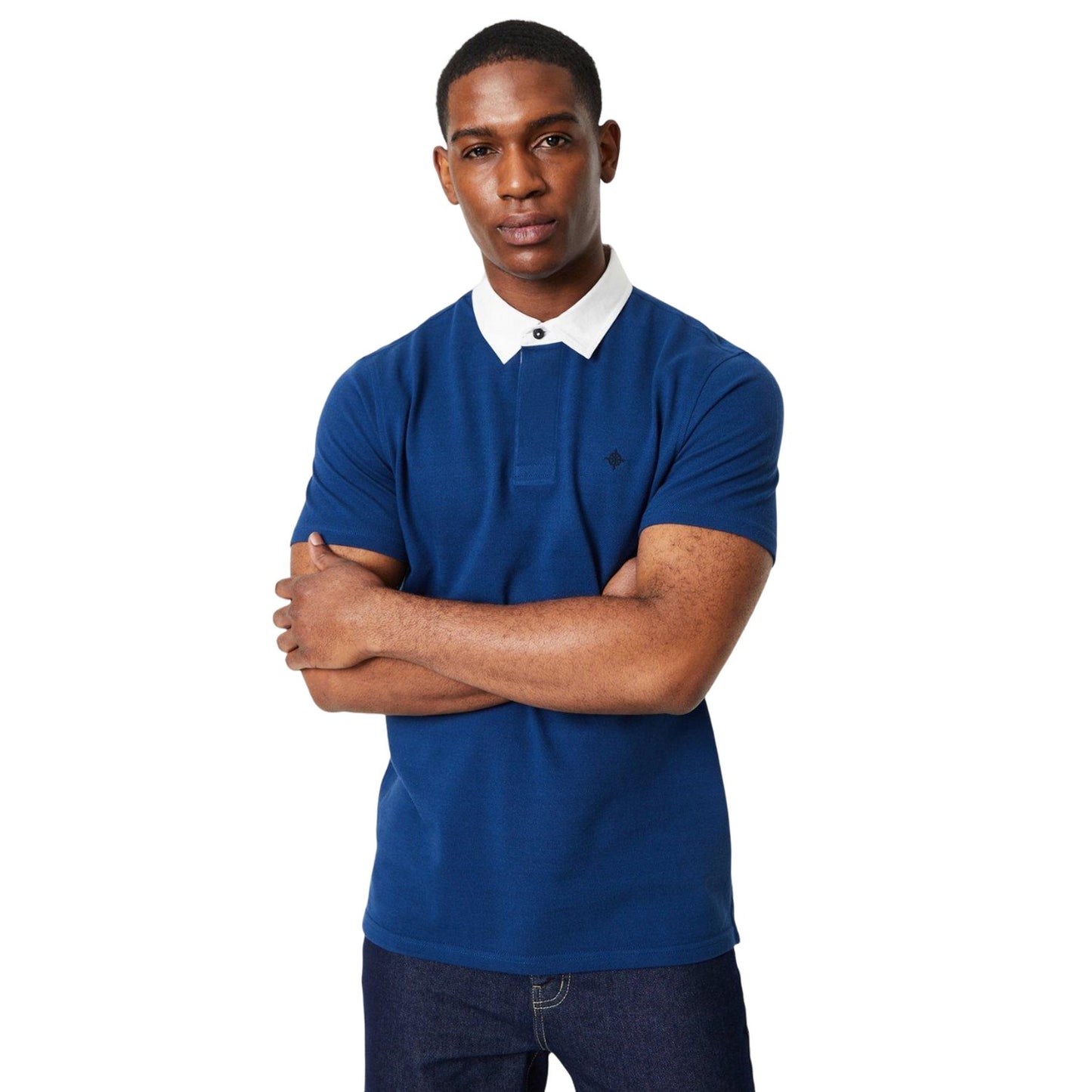 Mid Blue - Front - Maine Mens Marlow Rugby Shirt