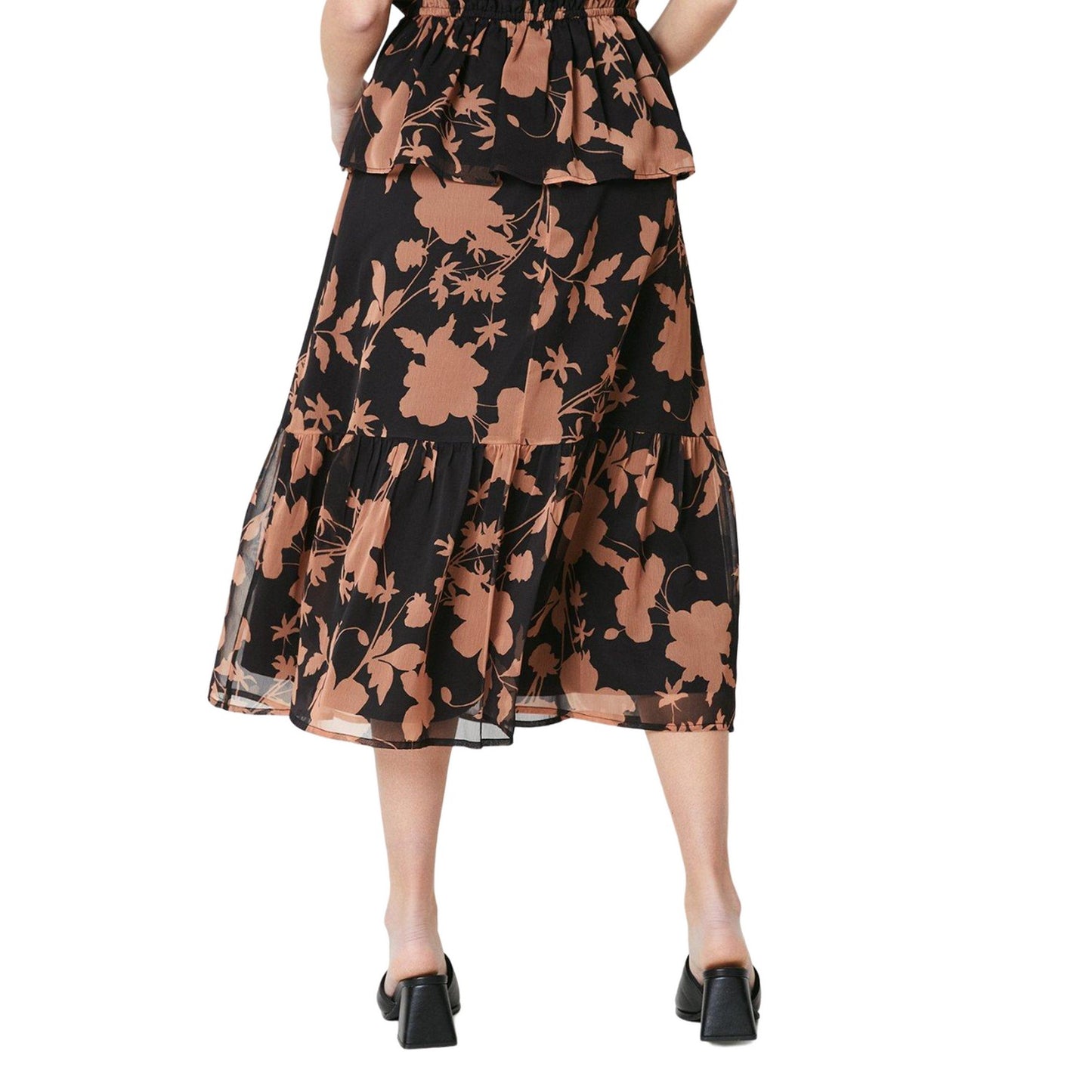 Black - Back - Principles Womens-Ladies Floral Lined Petite Midi Skirt