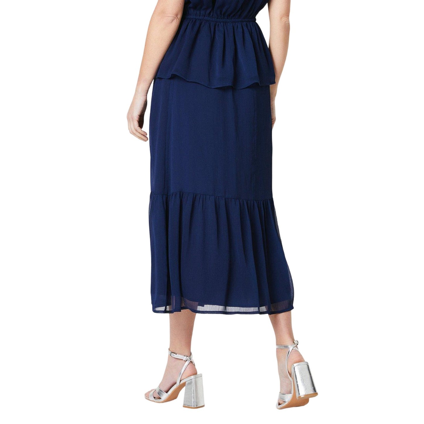 Navy - Back - Principles Womens-Ladies Lined Petite Midi Skirt