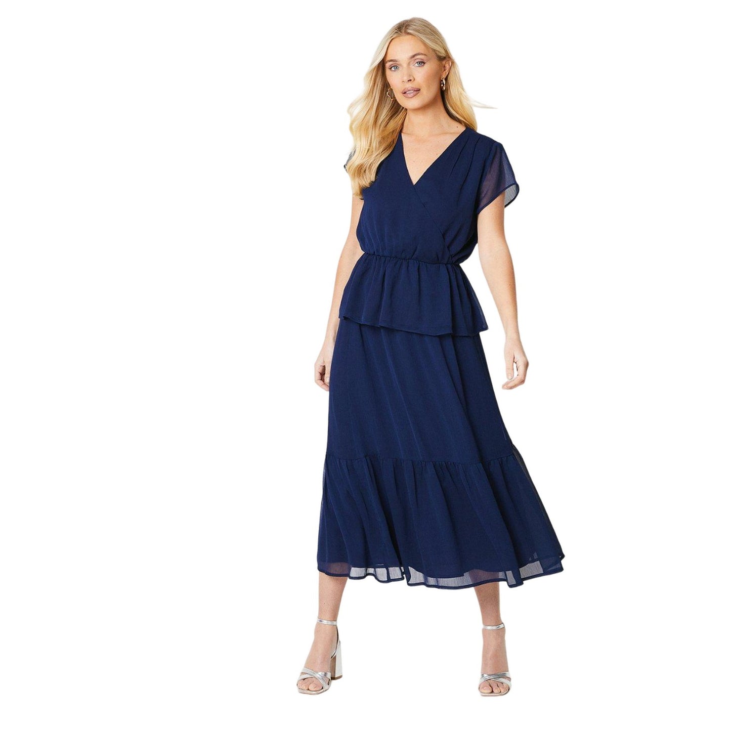Navy - Side - Principles Womens-Ladies Lined Petite Midi Skirt