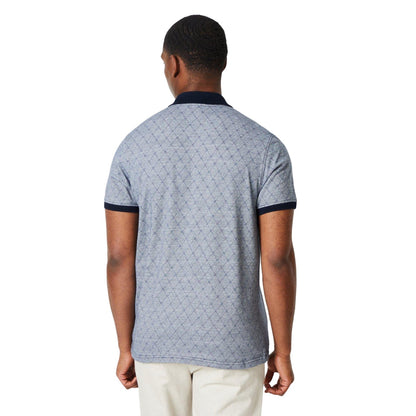 Grey - Back - Maine Mens Diamond Jacquard Polo Shirt
