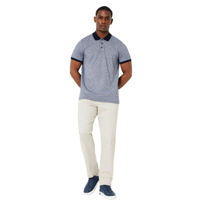 Grey - Side - Maine Mens Diamond Jacquard Polo Shirt