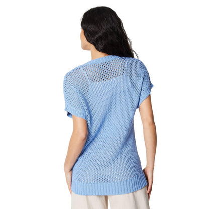 Blue - Back - Principles Womens-Ladies Knitted Open Relaxed Fit Top
