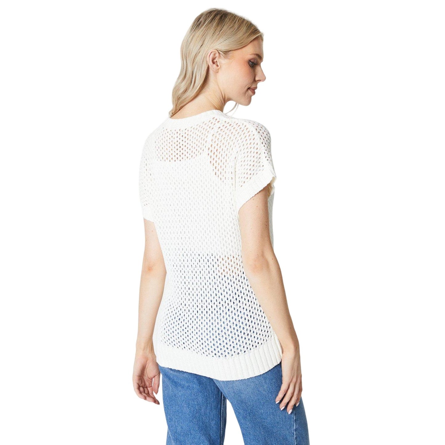Ivory - Back - Principles Womens-Ladies Knitted Open Relaxed Fit Top