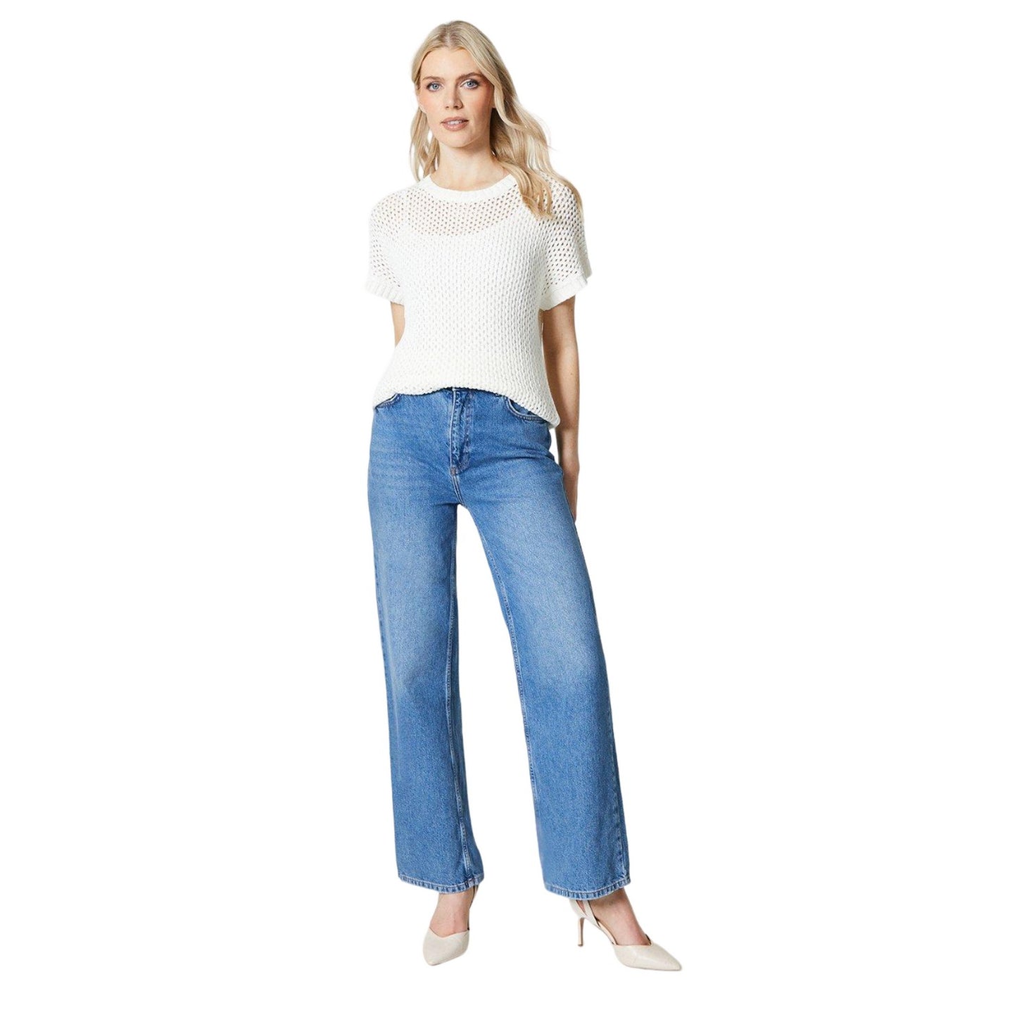 Ivory - Side - Principles Womens-Ladies Knitted Open Relaxed Fit Top
