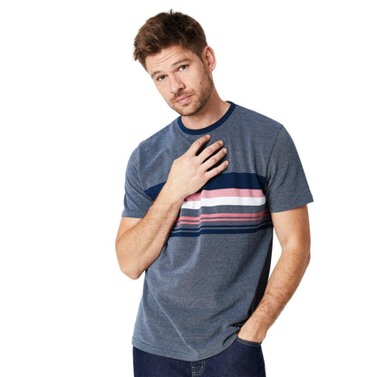 Dark Blue - Front - Maine Mens Valencia Stripe T-Shirt