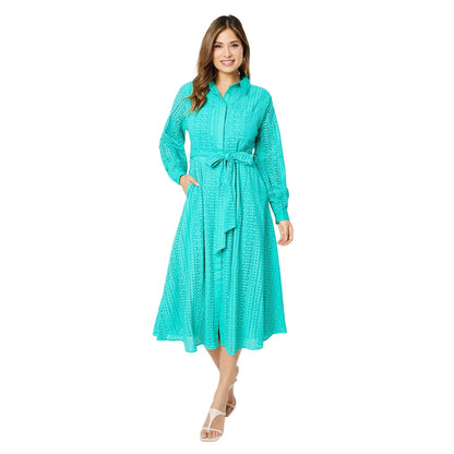 Green - Front - Principles Womens-Ladies Broderie Midi Shirt Dress