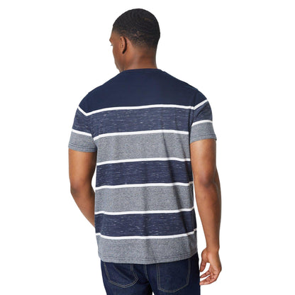 Navy - Back - Maine Mens Atlanta Stripe T-Shirt