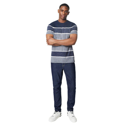 Navy - Side - Maine Mens Atlanta Stripe T-Shirt