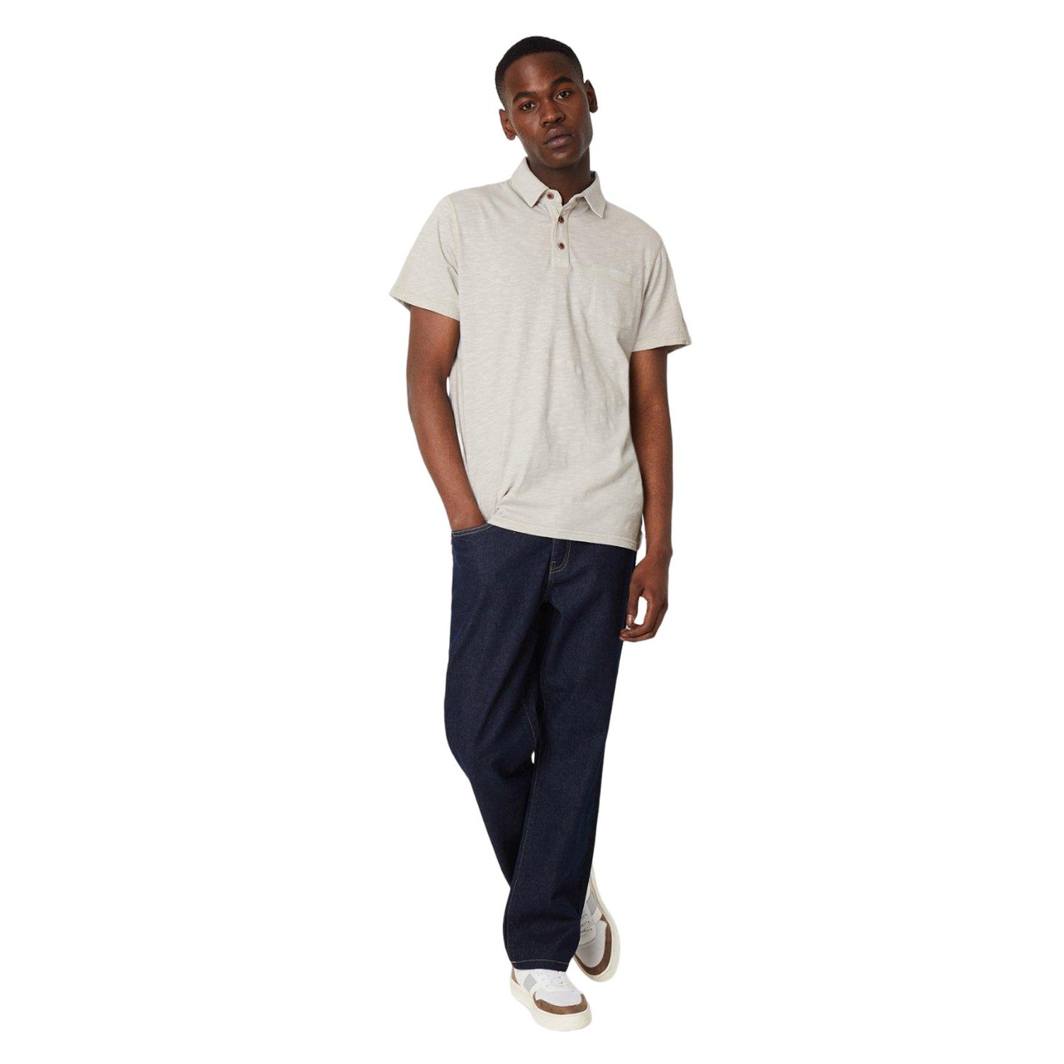 Taupe - Side - Maine Mens Slub Polo Shirt