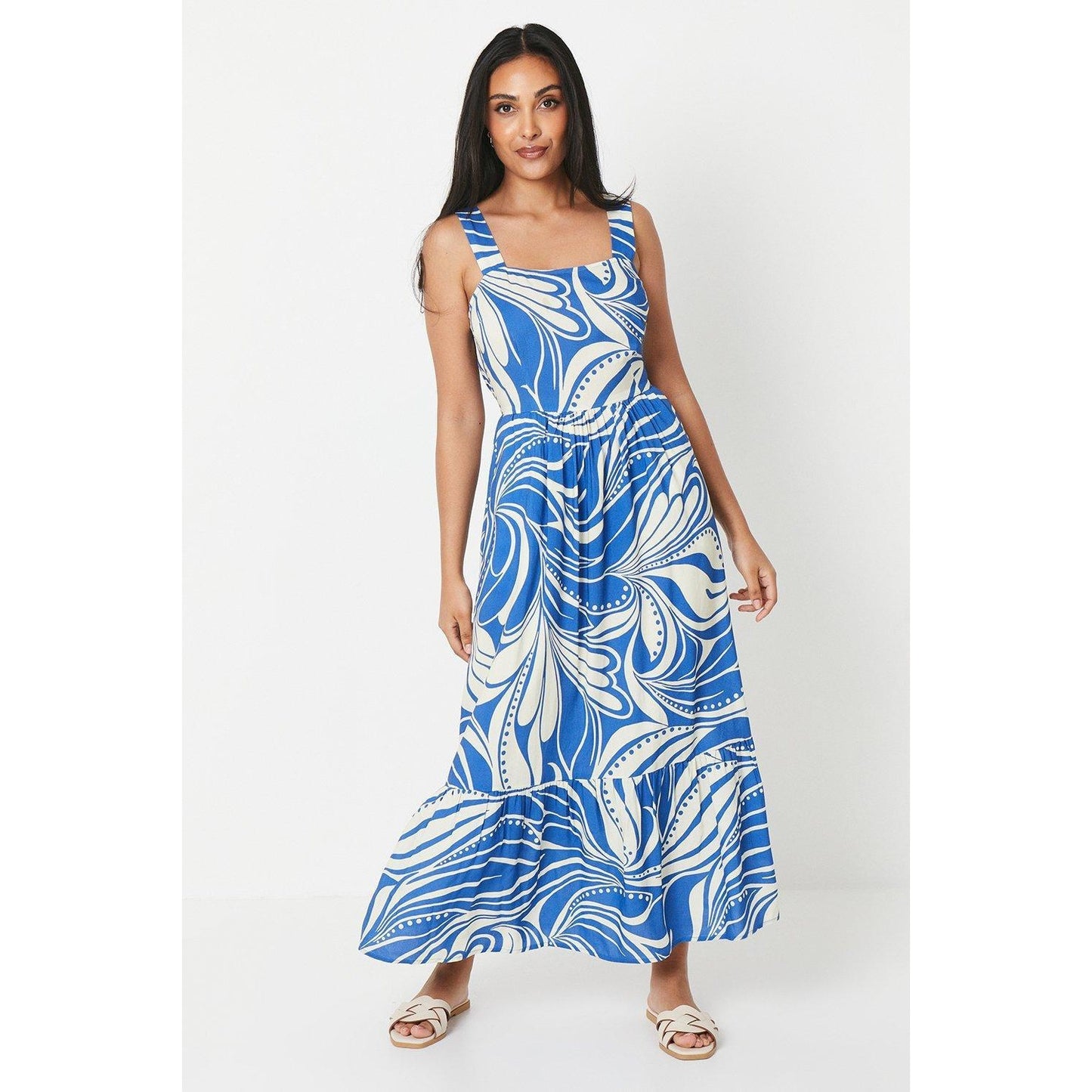 Cobalt-White - Front - Principles Womens-Ladies Abstract Petite Sundress