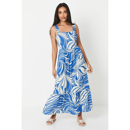Cobalt-White - Front - Principles Womens-Ladies Abstract Petite Sundress