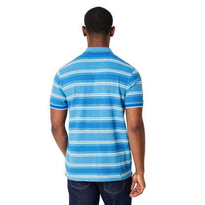 Blue - Back - Maine Mens Multi Stripe Pique Polo Shirt
