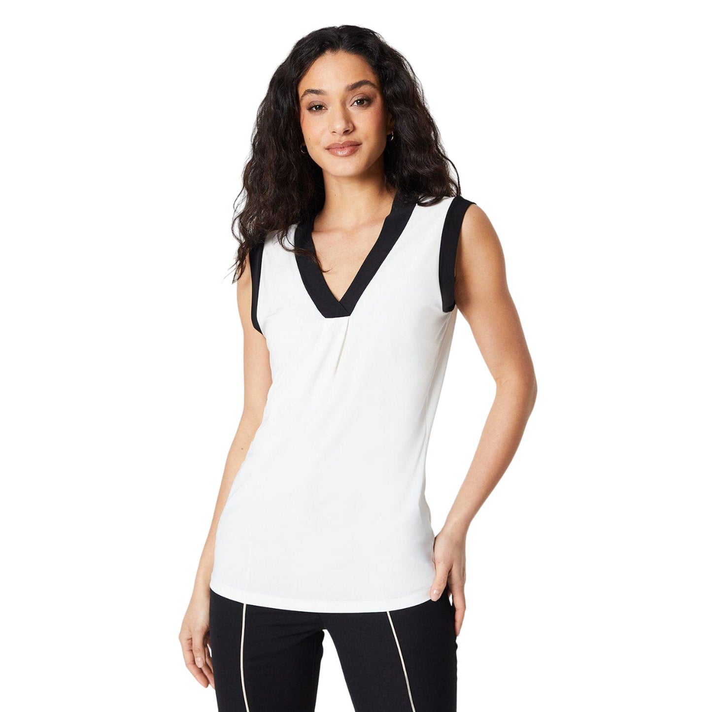 Ivory - Front - Principles Womens-Ladies Contrast Detail Jersey Top