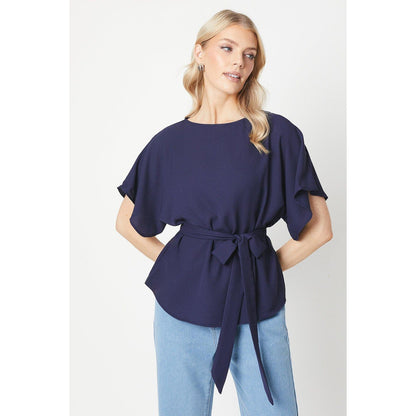 Navy - Front - Principles Womens-Ladies Belted Batwing Sleeve Top