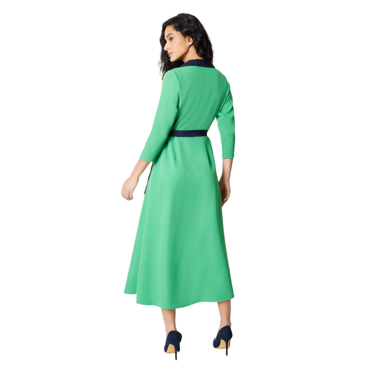 Green-Navy - Back - Principles Womens-Ladies Contrast Wrap Dress
