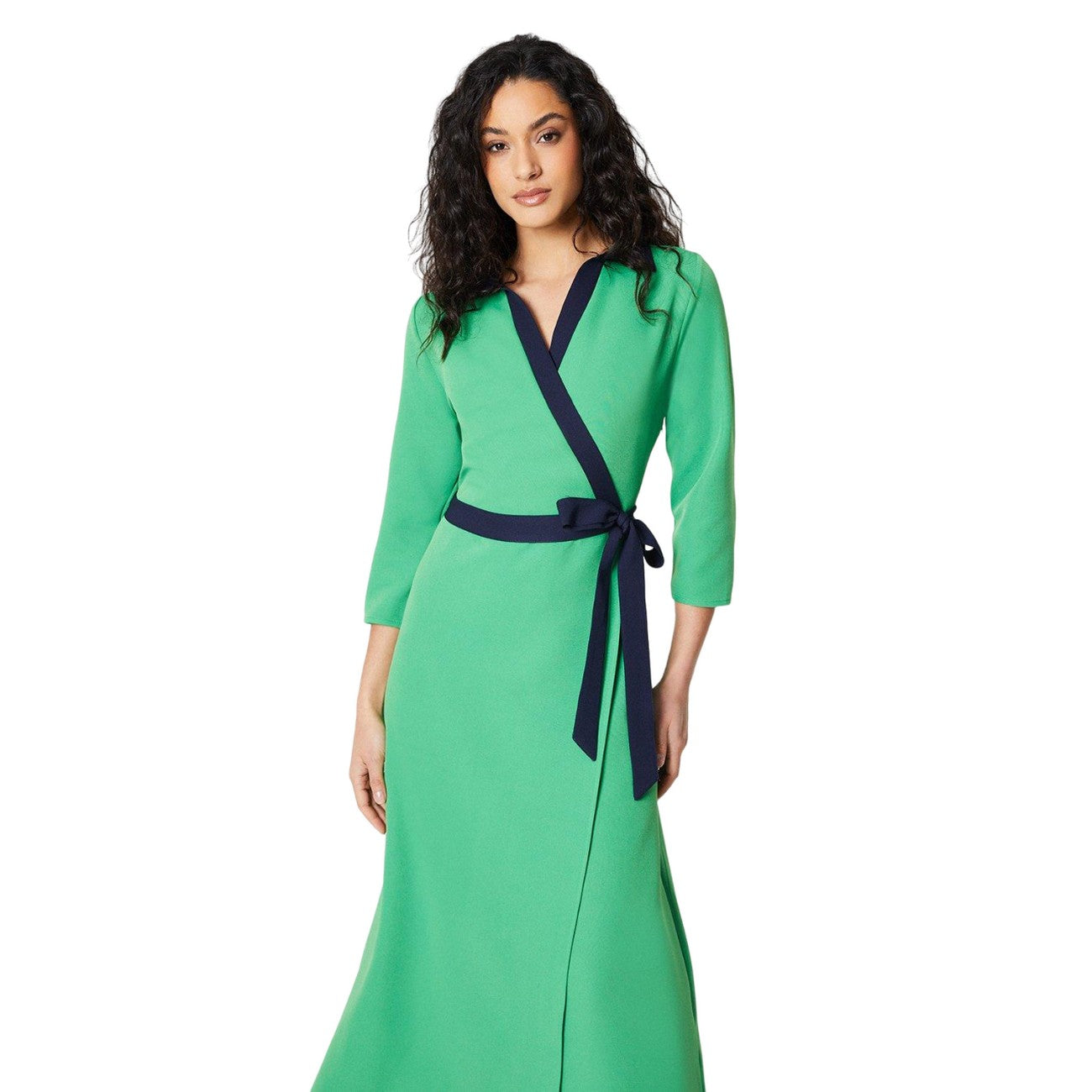 Green-Navy - Side - Principles Womens-Ladies Contrast Wrap Dress