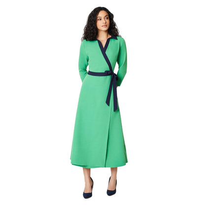Green-Navy - Front - Principles Womens-Ladies Contrast Wrap Dress