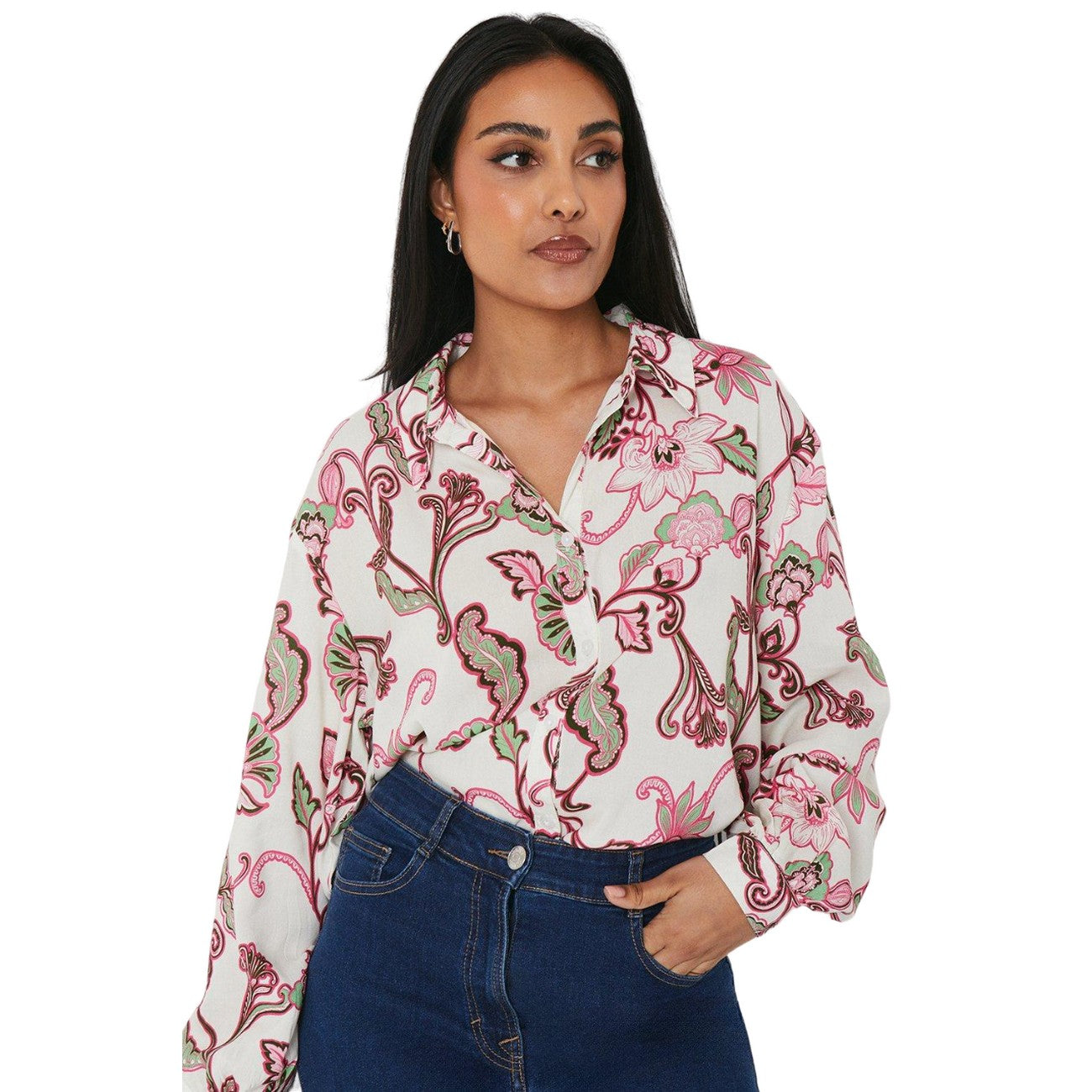 Ivory - Front - Principles Womens-Ladies Paisley Petite Shirt