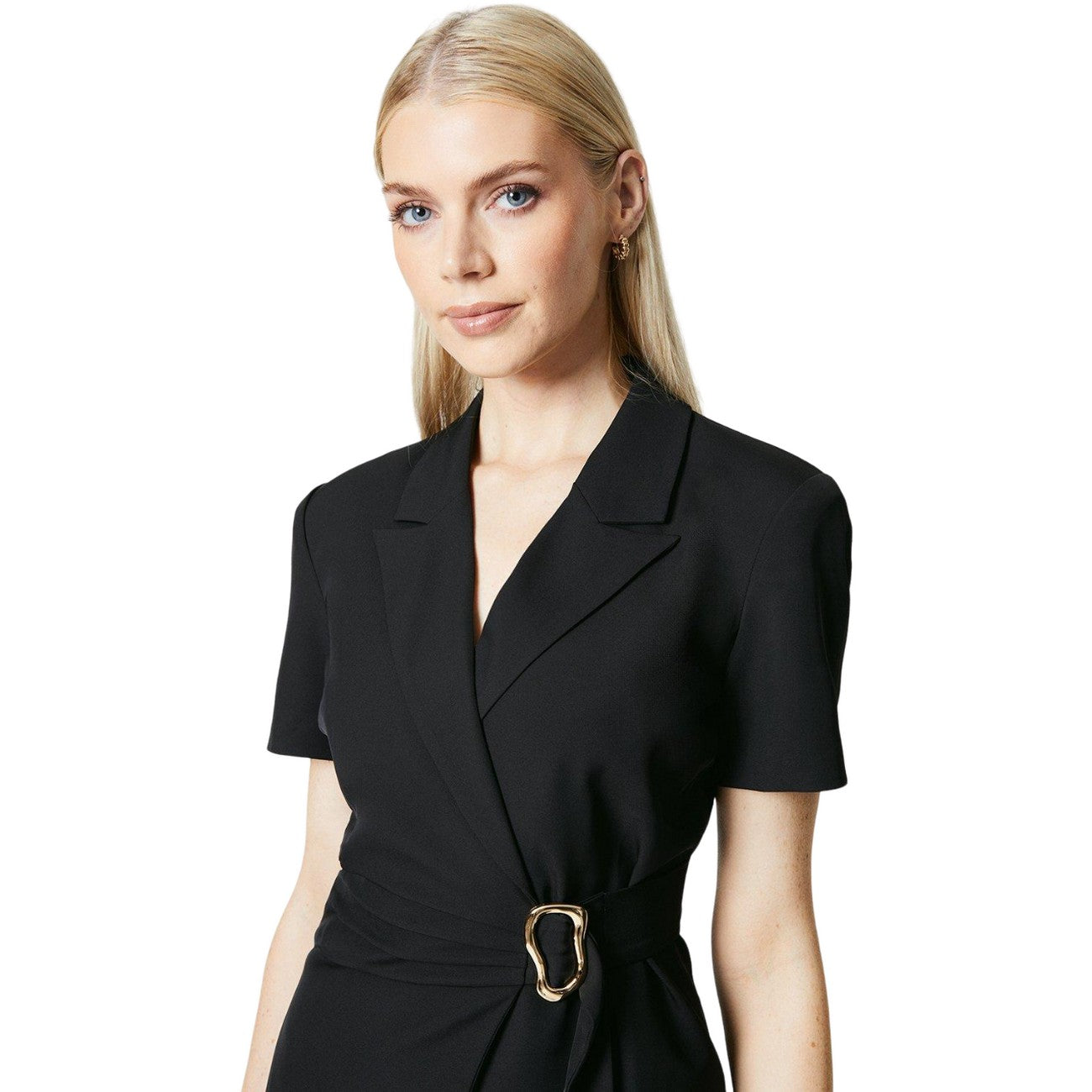Black - Side - Principles Womens-Ladies Buckle Wrap Midi Dress