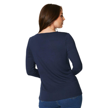 Navy - Back - Principles Womens-Ladies Modal 3-4 Sleeve Top
