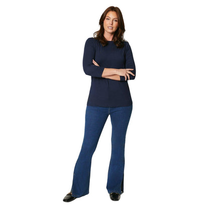 Navy - Side - Principles Womens-Ladies Modal 3-4 Sleeve Top