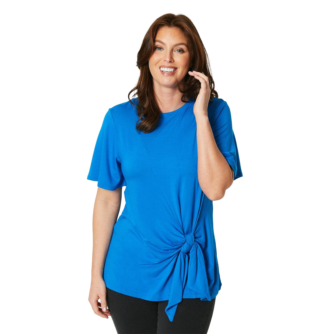 Blue - Front - Principles Womens-Ladies Modal Knotted T-Shirt