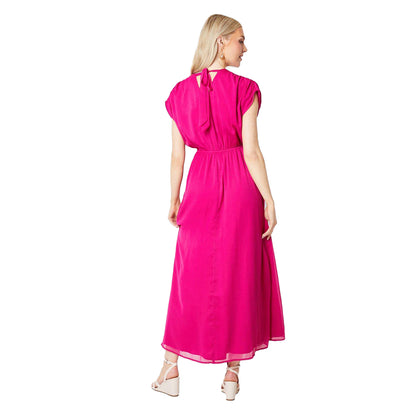 Pink - Back - Principles Womens-Ladies Plaited Maxi Dress