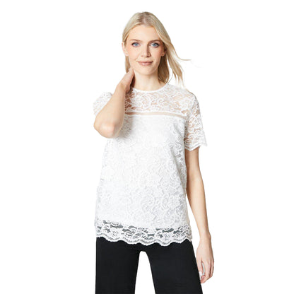 Ivory - Front - Principles Womens-Ladies Lace Jersey Lace Detail Top