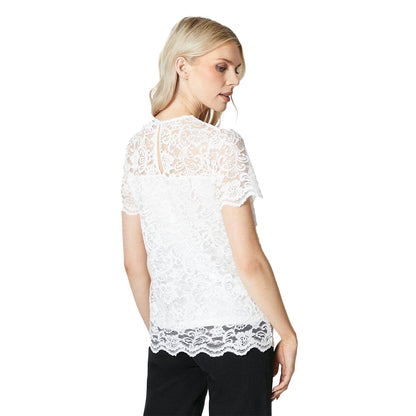 Ivory - Back - Principles Womens-Ladies Lace Jersey Lace Detail Top