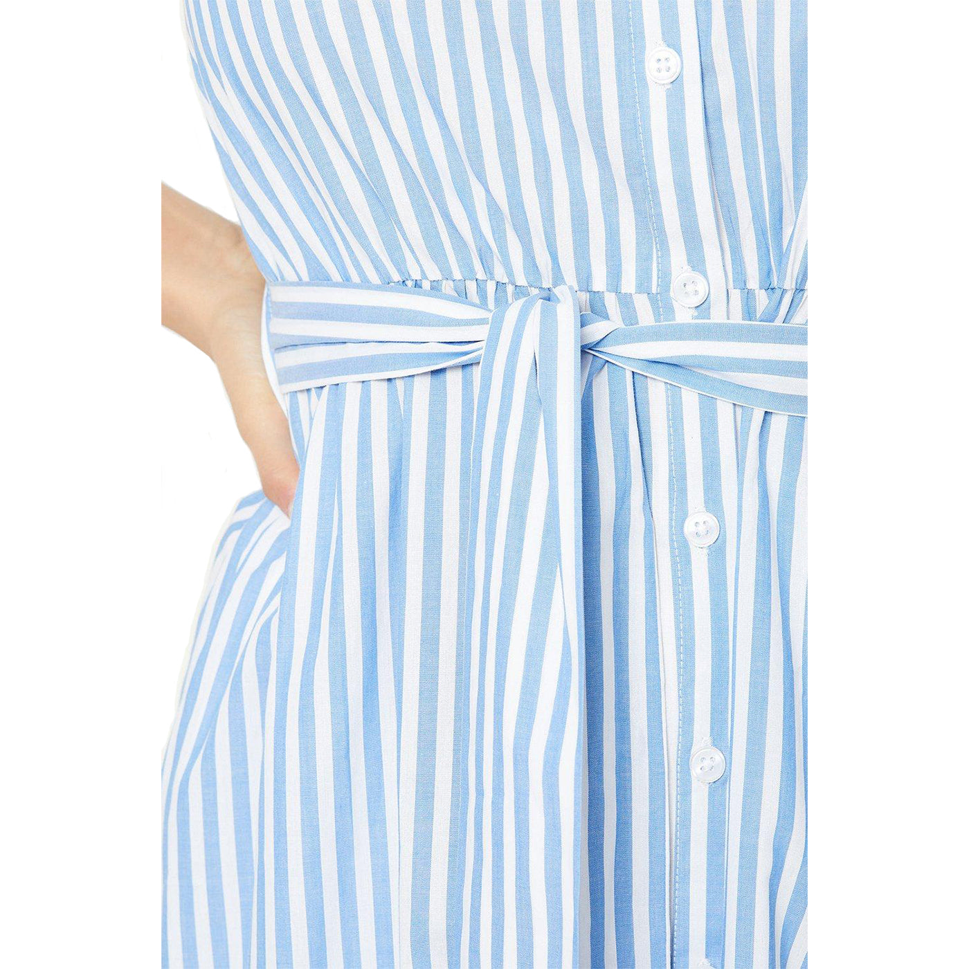 Blue - Side - Principles Womens-Ladies Stripe Ruffle Midi Dress