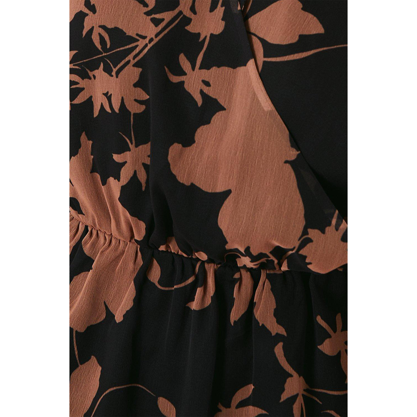 Black-Brown - Side - Principles Womens-Ladies Floral Mock Wrap Petite Top