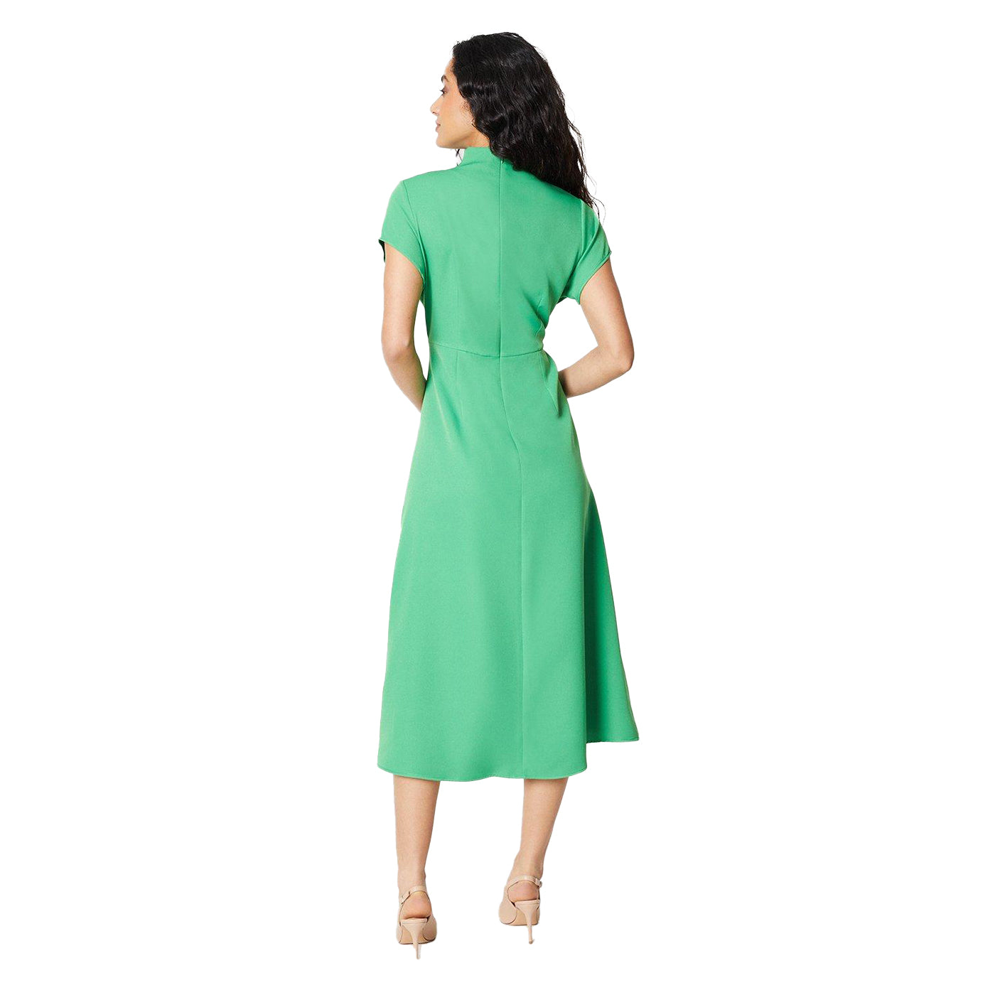 Green - Back - Principles Womens-Ladies Occasion Ruched Side Fitted And Flared Midi Dress
