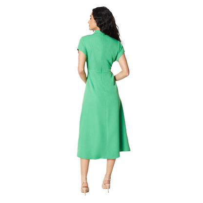 Green - Back - Principles Womens-Ladies Occasion Ruched Side Fitted And Flared Midi Dress