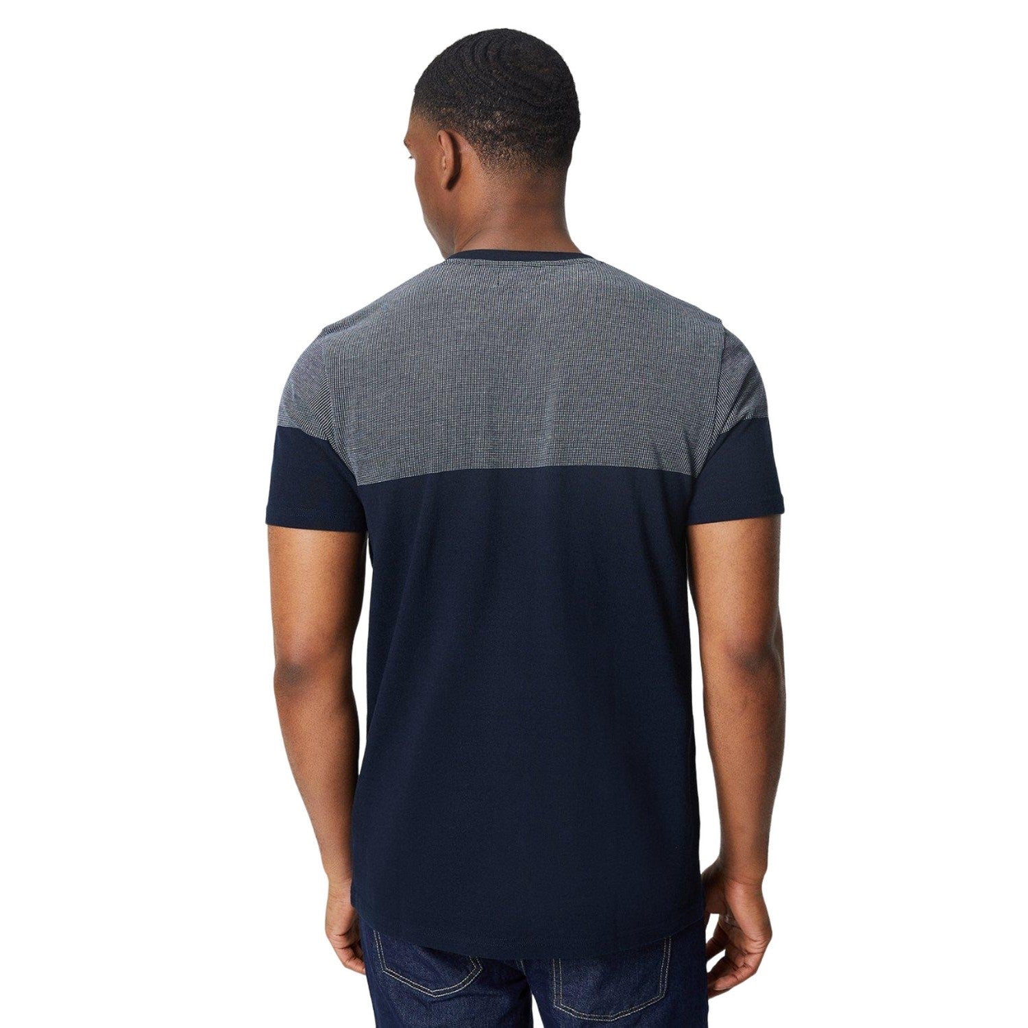 Navy - Back - Maine Mens Placement Textured Top