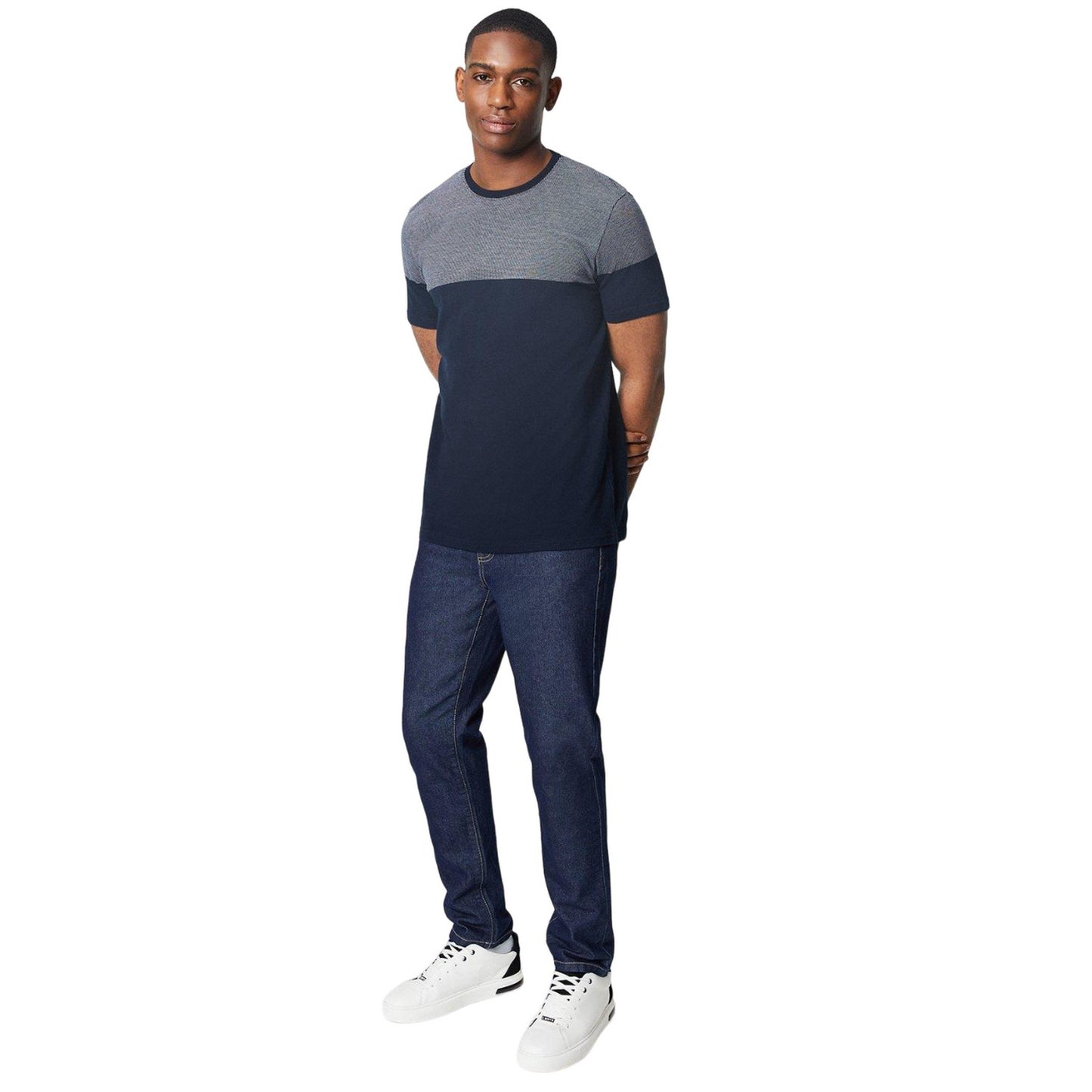 Navy - Side - Maine Mens Placement Textured Top