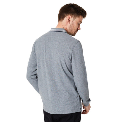 Dark Grey - Back - Maine Mens Grindle Jacquard Long-Sleeved Polo Shirt