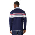 Dark Blue - Back - Maine Mens Henley Placement Stripe Rugby Shirt