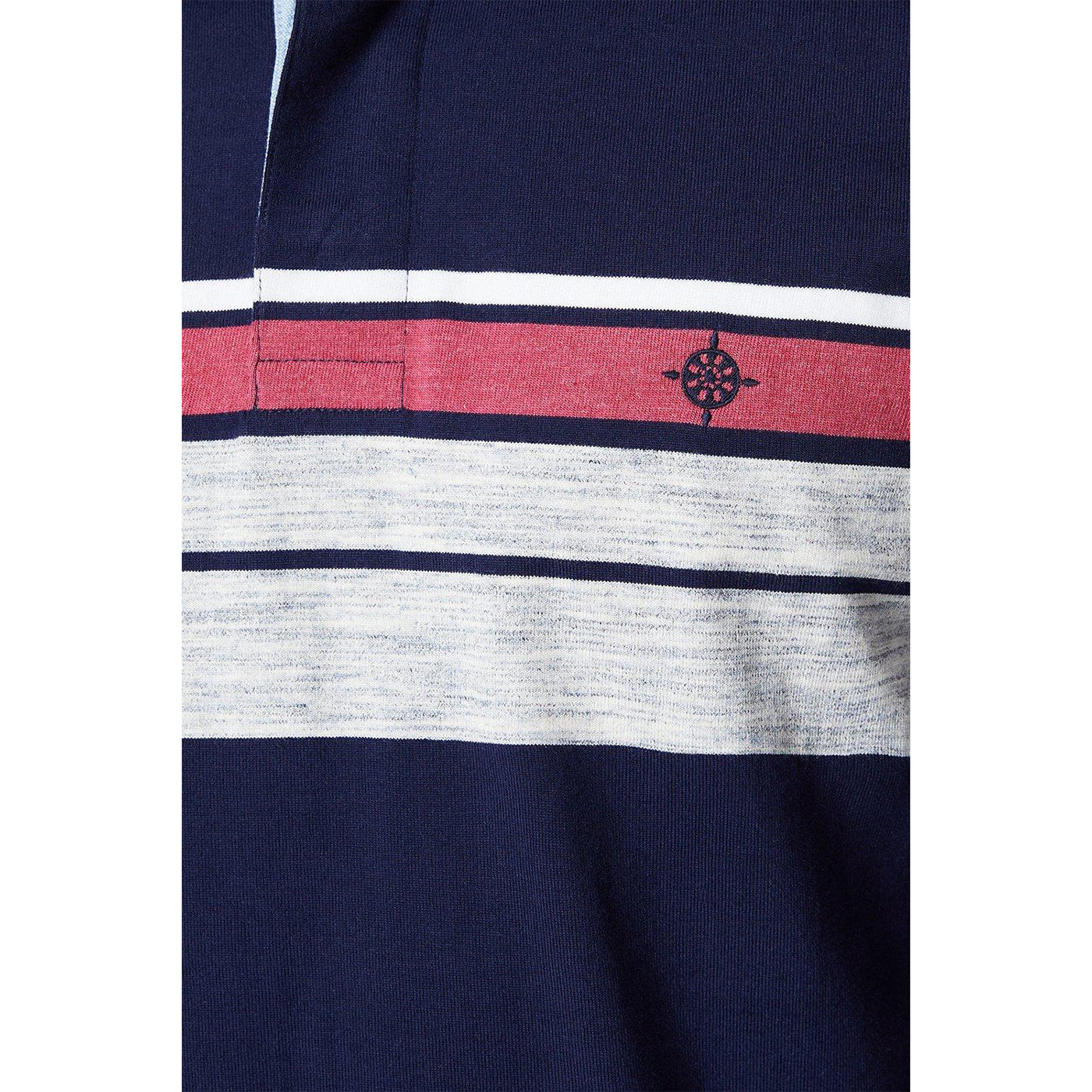 Dark Blue - Side - Maine Mens Henley Placement Stripe Rugby Shirt