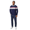 Dark Blue - Lifestyle - Maine Mens Henley Placement Stripe Rugby Shirt